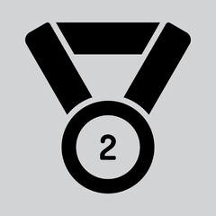 Second medal icon in solid style, use for website mobile app presentation