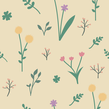 Cute minimal flower seamless pattern background vector illustration design	