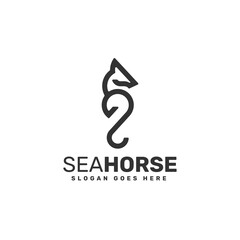 Vector Logo Illustration Seahorse Line Art Style © Artnivora