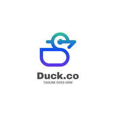 Vector Logo Illustration Duck Gradient Line Art Style