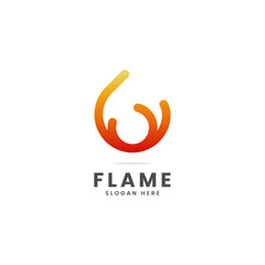 Vector Logo Illustration Flame Gradient Line Art Style.