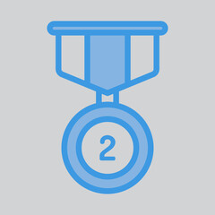 Second medal icon in blue style, use for website mobile app presentation