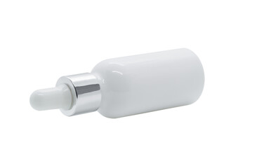 White glass dropper serum bottle on white background, Mock up for cosmetic product design