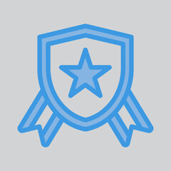 Badge icon in blue style, use for website mobile app presentation
