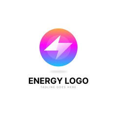 Obraz premium Flash Thunderbolt Energy Power Logo vector linear battery icon