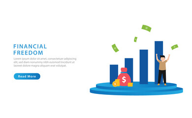 Characters enjoying financial freedom and independence. Concept of passive income. Vector illustration