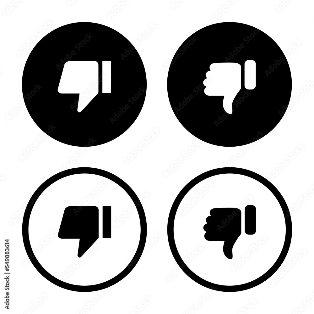 Poster dislike, thumb down icon vector isolated on circle background