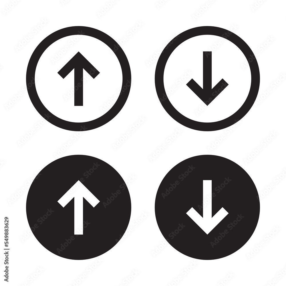 Aufkleber up and down arrow icon vector. upload and download button