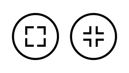 Fototapeta premium Maximize and minimize screen icon vector in circle line button