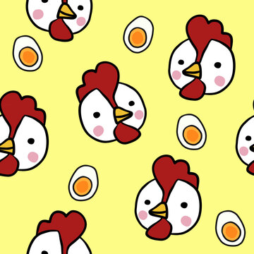 Chicken egg seamless cartoon vector illustration background
