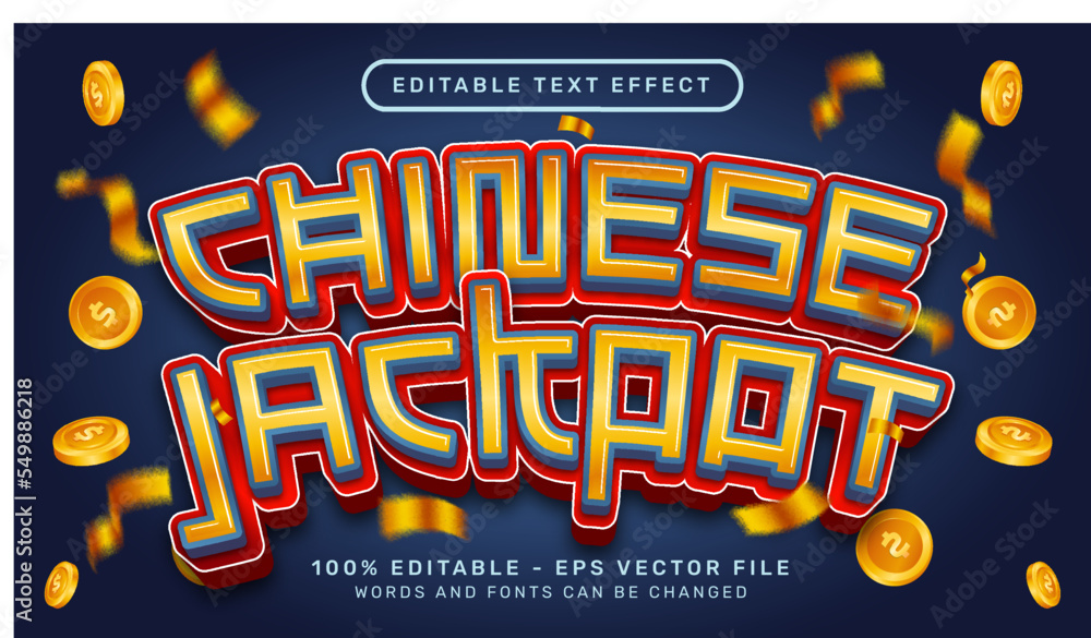 Poster chinese jackpot 3d text effect and editable text effect with chinese new year background