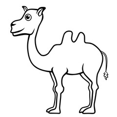 Coloring pages. Animals. Cute camel stands and smiles