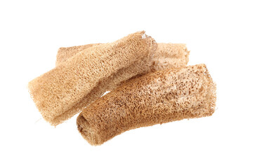 Natural loofah sponge on white background