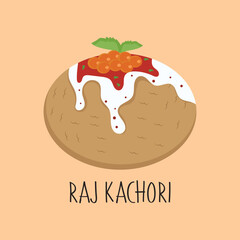 raj kachori Indian street food tradition Indian cuisine food vector illustration - obrazy, fototapety, plakaty