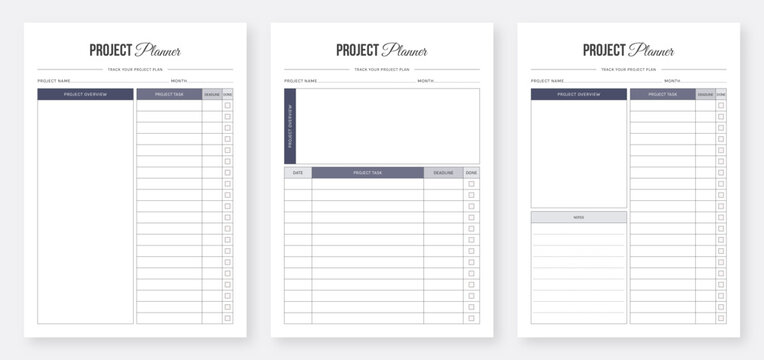 Project Planner Template Design, Printable Project Planner, Project Tracker Template Set, Project Planner Layout Design, Modern Planner Template Set, Planner Bundle, Organizer & Schedule Planner