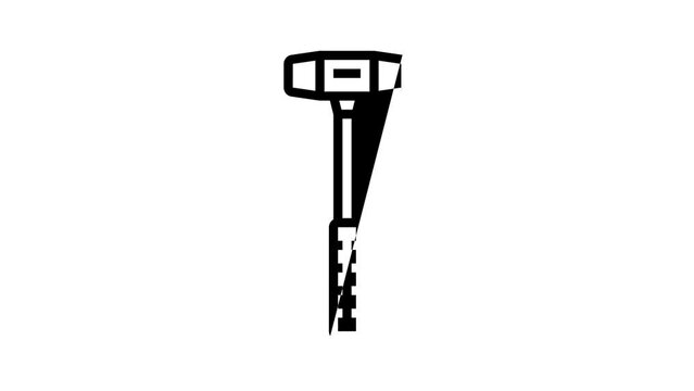 soft faced hammer tool line icon animation
