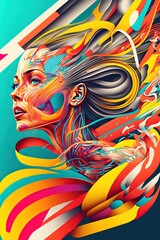 Obraz premium Modern sharp curvy vector illustration generated with Artificial Intelligence