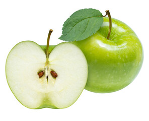 Green apple isolated on white  background PNG File.