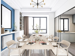 3D rendering, Nordic wooden style restaurant design