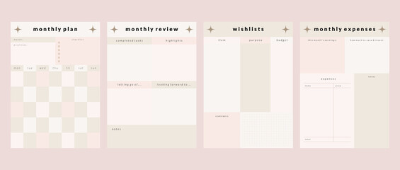 Printable Vector Planner and Notepad Template Collection with Pastel Color for Journaling