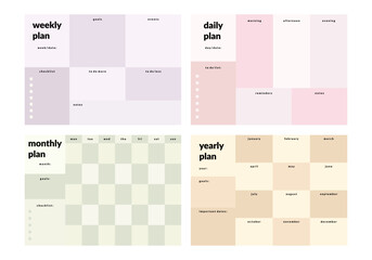 Printable Vector Planner and Colorful Notepad Template Collection for Journaling