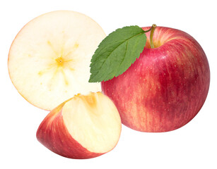 Fresh Red apple with leaves on white background, Red envy apple on white background PNG File.
