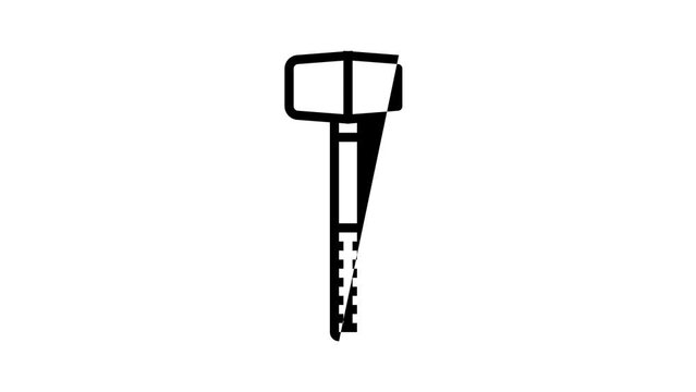 rubber hammer tool line icon animation