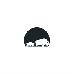buffalo logo vector design of a black  logo line art 