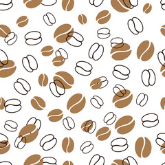 Fototapeta premium seamless pattern of coffee beans for coffee shop background. decoration cafe, place to eat and culinary events. for a coffee themed greeting card. for coffee-themed fabric motifs 