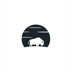 buffalo logo vector design of a black  logo line art 