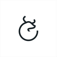 buffalo logo vector design of a black  logo line art 