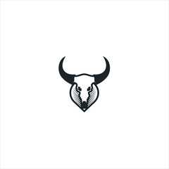 buffalo logo vector design of a black  logo line art 