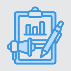 Content marketing icon in blue style, use for website mobile app presentation