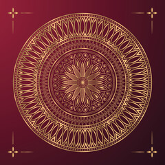 Gold background with mandala premium Vector
