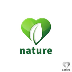Nature Logo Template With Heart Concept