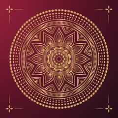 Luxury ornamental mandala design background in gold color premium Vector