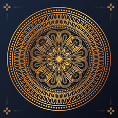 Luxury ornamental mandala design background in gold color Premium Vector