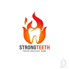 Strong Teeth Logo - Healthy Teeth Care Logo Template