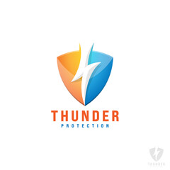 Thunder Shield Logo Template - Lightning and Shield Concept