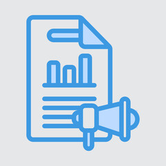 Sales report icon in blue style, use for website mobile app presentation