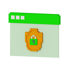Safe Lock Browser Voxel Render Website Security