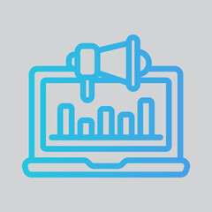 Digital marketing laptop icon in gradient style, use for website mobile app presentation