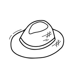 Line doodle Male hat. Vector outline illustration isolated on white
