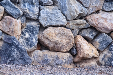 Stone stacks fence wall and floor on background