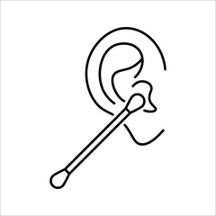 Cotton buds icon. Personal hygiene product for cleaning adult ears. Black simple vector illustration on white background.