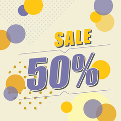 Vector design yellow, white and purple circles banners for big sale and discounts with retro template colors. Discount banner on a red background with yellow, white and purple circles digital banner