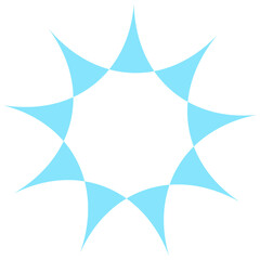 Blue multi pointed abstract shape isolated on white. Clipart.