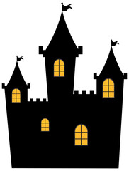 Obraz premium Silhouette castle with light at the window