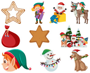 Christmas characters and elements set