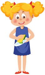 Cartoon character of kid cleaning